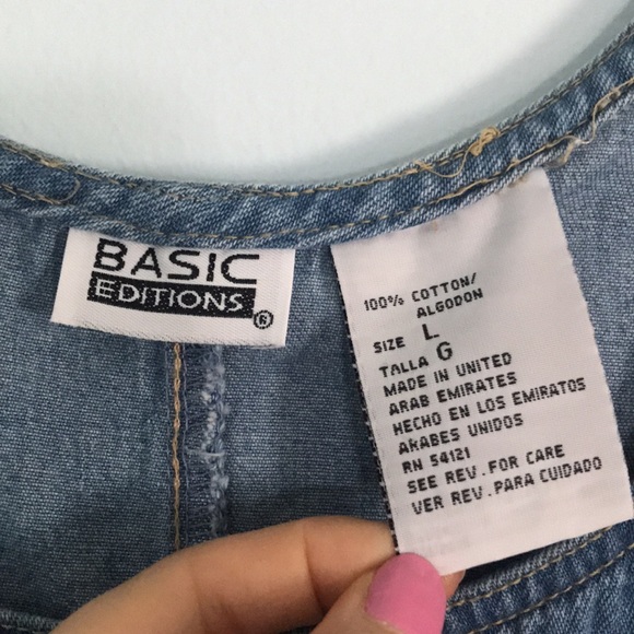 Vintage 90s denim overall dress with pockets! Size large - Picture 4 of 6